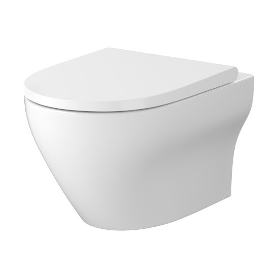 Készlet WC csésze lassú záródású ülőkével Cersanit Larga S701-885, keret készlet öblítő gombbal Cersanit S701-779