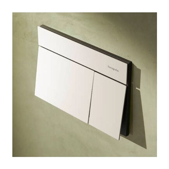 Készlet WC csésze lassú záródású ülőkével Hansgrohe EluPura Q 60293450, öblítő gomb Hansgrohe Element E 66003700, 01022180