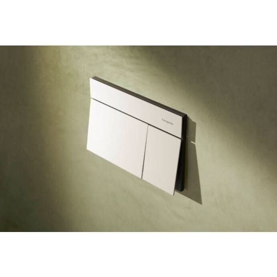 Készlet WC csésze lassú záródású ülőkével Hansgrohe EluPura Q 60293450, öblítő gomb Hansgrohe Element E 66003700, 01022180