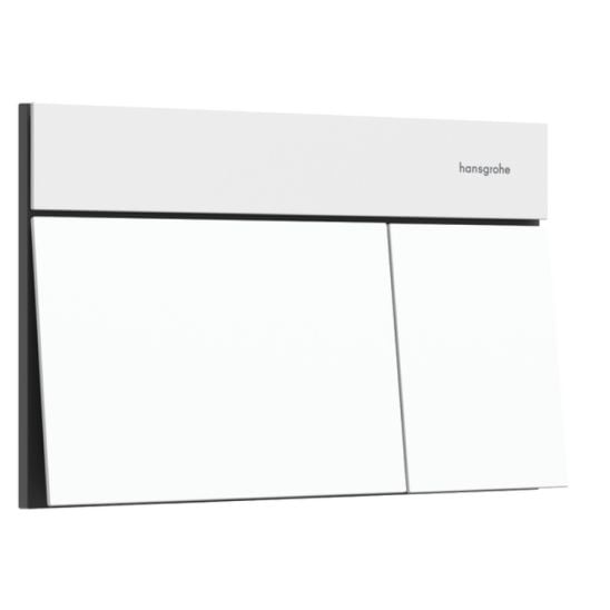 Készlet WC csésze lassú záródású ülőkével Hansgrohe EluPura Q 60293450, öblítő gomb Hansgrohe Element E 66003700, 01022180