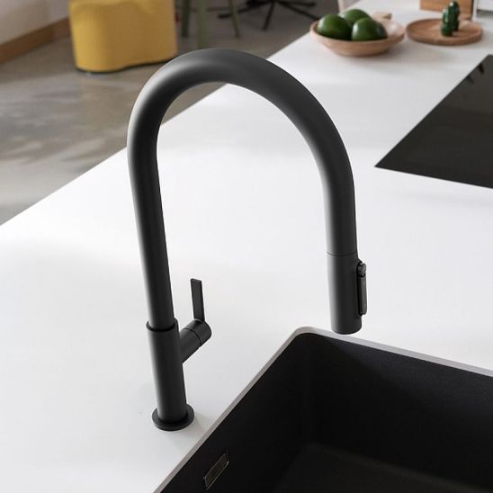 Készlet konyhai csaptelep Franke Maris Slim Clear Water J Pull-Out 120.0730.911, mosogató alatti szűrő Franke Clear Water 133.0284.025