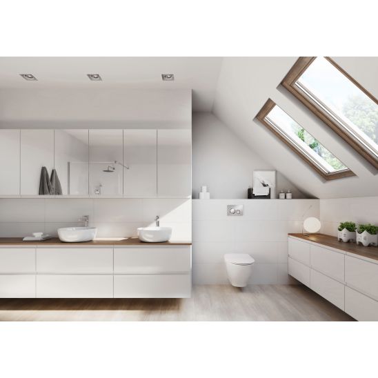 Készlet WC csésze lassú záródású ülőkével Cersanit City K701-104, keret készlet öblítő gombbal Cersanit S701-778