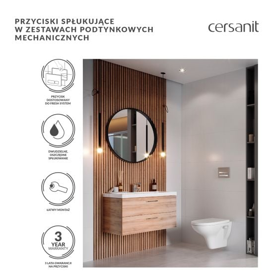 Készlet WC csésze lassú záródású ülőkével Cersanit City K701-104, keret készlet öblítő gombbal Cersanit S701-778