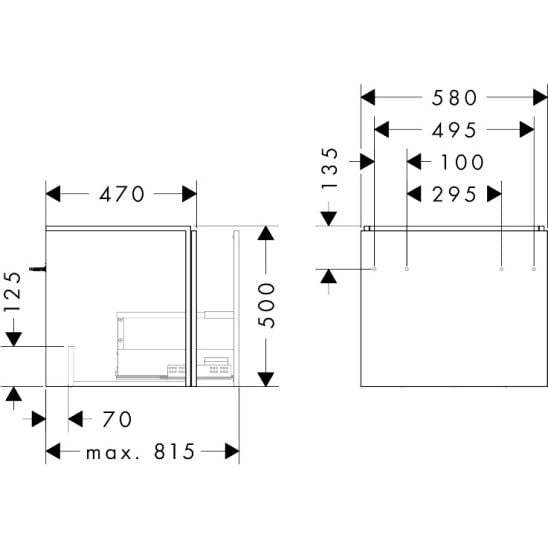Készlet szekrény Hansgrohe Xilesa E 54253760, mosdótál Hansgrohe Xelu Q 60317450