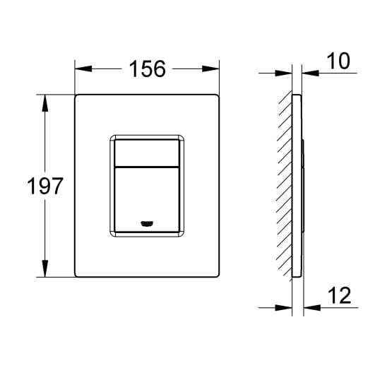 Készlet beépíthető keret Grohe Solido 38971000, öblítő gomb Grohe Even 38966KV0