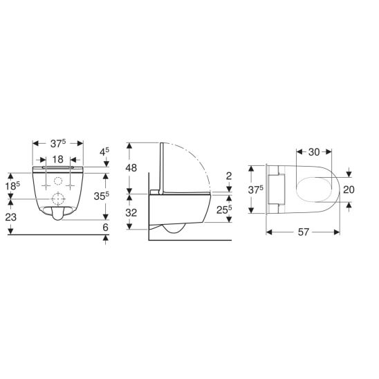 Készlet bidéfunkciós WC Geberit AquaClean Sela 146.220.21.1, beépíthető keret Geberit Duofix 111.320.00.6