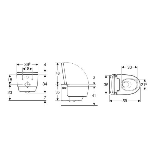 Készlet bidéfunkciós WC Geberit AquaClean Mera Classic 146.200.21.1, beépíthető keret Geberit Duofix 111.320.00.6