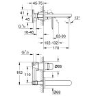 Készlet falsík alatti csaptelep elem Grohe Eurostyle 23571000, mosdócsaptelep Grohe Eurosmart Cosmopolitan 19381000