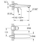 Készlet mosdócsaptelep Grohe Eurostyle New 19571003, falsík alatti csaptelep elem Grohe Eurostyle 23571000