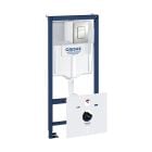 Készlet falsík alatti keret öblítőgombbal Grohe Rapid SL 39449000, WC csésze lassú záródású ülőkével Grohe Bau Ceramic 39351000