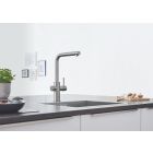 Készlet konyhai csaptelep szűrővel Grohe Blue 31539DC0, gránit mosogató Grohe K700 31655AP0