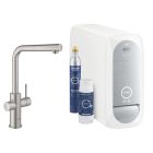 Készlet konyhai csaptelep szűrővel Grohe Blue 31539DC0, gránit mosogató Grohe K700 31655AP0