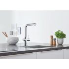 Készlet kezdőkészlet konyhai csapteleppel Grohe Blue 31539000, acél mosogató Grohe K700 31726SD0