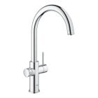 Készlet konyhai csaptelep szűrővel Grohe Blue 31455001, acél mosogató Grohe K700 31726SD0