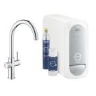 Készlet konyhai csaptelep szűrővel Grohe Blue 31455001, acél mosogató Grohe K700 31726SD0