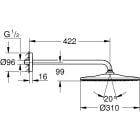 Készlet fejzuhany karral Grohe Rainshower 26558GN0, kád és zuhany csaptelep Grohe Essence 24058GN1, 26574GN0, 26658GN0, 28362GL1