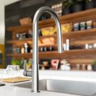 Készlet konyhai csaptelep Franke Maris Slim Clear Water J Pull-Out 120.0730.870, mosogató alatti szűrő Franke Clear Water 133.0284.025