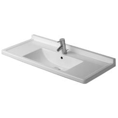 Duravit Starck 3 mosdótál 105x48.5 cm négyszögletes klasszikus-beépíthető-pulttal együtt fehér 0304100000