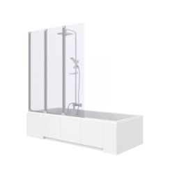 Rea Agat zuhanyparaván 120 cm háromrészes króm fényes/átlátszó üveg REA-W0301