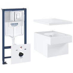 Készlet WC csésze Grohe Cube Ceramic 3924400H, beépíthető keret Grohe Rapid SL 38827000, 39488000