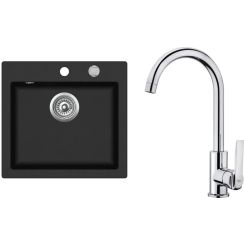 Készlet gránit mosogató Teka Clivo 40148010, konyhai csaptelep Teka Inca 539156200