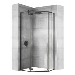 Rea Diamond zuhanykabin 100x100 cm fekete félmatt/átlátszó üveg REA-K5623