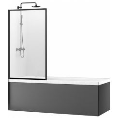Rea Lagos zuhanyparaván 80 cm egyrészes fekete matt/átlátszó üveg REA-K7633