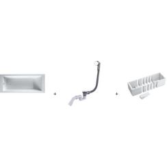 Készlet egyenes kád Oltens Langfoss 10004000, kád burkolat Schedpol Stabilsound 1.028-LED, 03001100