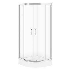 Cersanit Basic zuhanykabin zuhanytállal 80x80 cm félkör alakú króm fényes/átlátszó üveg S601-117