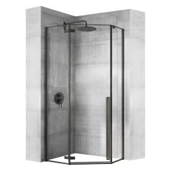 Rea Diamond zuhanykabin 80x80 cm fekete félmatt/átlátszó üveg REA-K6900
