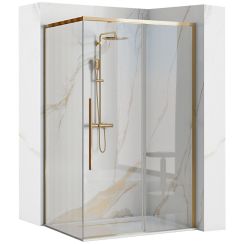 Rea Solar Gold zuhanykabin 100x80 cm négyszögletes arany fényes/átlátszó üveg REA-K4901