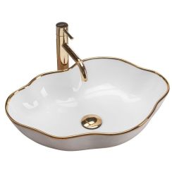 Rea Pearl mosdótál 51.5x37.5 cm mosdótálak fehér-arany REAU0696