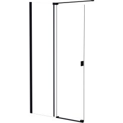 Besco Vayo Black zuhanyfal ajtóval 120 cm fekete matt üveg/átlátszó üveg VYB-120-200C