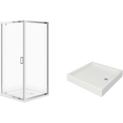 Set zuhanykabin Cersanit Arteco S157-010, négyzet alakú zuhanytálca Cersanit Tako S204-012