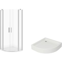 Set zuhanykabin Cersanit Moduo S162-009, félkör alakú zuhanytálca Cersanit Tako S204-003