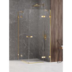 New Trendy Avexa Gold Shine zuhanykabin 120x90 cm négyszögletes arany fényes/átlátszó üveg EXK-1705