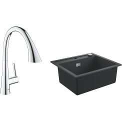 Készlet konyhai csaptelep Grohe Zedra 32294002, gránit mosogató Grohe K700 31651AP0