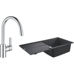 Készlet gránit mosogató Grohe K400 31641AP0, konyhai csaptelep Grohe Eurostyle Cosmopolitan 31126004