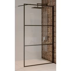 Riho Grid zuhanyfal 140 cm fekete matt/üveg mintával G004028121