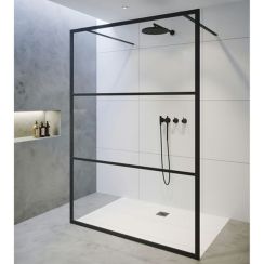 Riho Grid zuhanyfal 120 cm fekete matt/üveg mintával G004033121