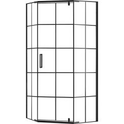 Rea Hex zuhanykabin 80x80 cm fekete matt/átlátszó üveg REA-K8969