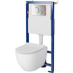 Készlet WC csésze Cersanit Zen K109-054, beépíthető keret Cersanit Tech Line Opti K97-492, K98-0130, K97-498