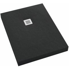 Schedpol New Horizons Black Stone téglalap zuhanytálca + előlap 100x80 cm fekete 3.3306/C/ST-M2