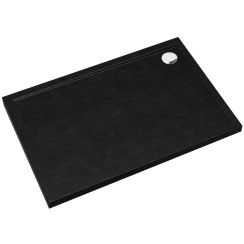 Schedpol Caspar New Black Stone téglalap alakú zuhanytálca szifonnal 100x80 cm fekete 3.2336/C/ST