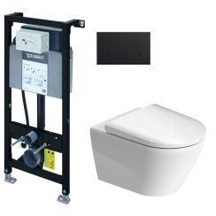 Készlet beépíthető keret Duravit DuraSystem WD1011000000, WC csésze lassú záródású ülőkével Duravit D-Neo 45770900A1, WD5001031000