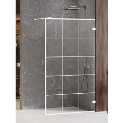 New Trendy Avexa White zuhanykabin fal walk-in 130 cm fehér matt üveg/üveg mintával EXK-2988