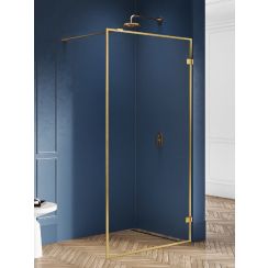 New Trendy Avexa Gold Brushed zuhanykabin fal walk-in 130 cm arany csiszolt/átlátszó üveg EXK-3138