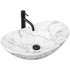 Rea Royal mosdótál 60.5x36 cm ovális mosdótálak szürke/kő REA-U8010