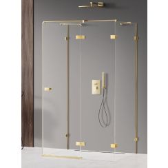 New Trendy Avexa Gold Shine zuhanykabin 120x80 cm négyszögletes arany fényes/átlátszó üveg EXK-2149