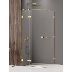 New Trendy Avexa Gold Shine zuhanykabin 120x80 cm négyszögletes arany fényes/átlátszó üveg EXK-3187